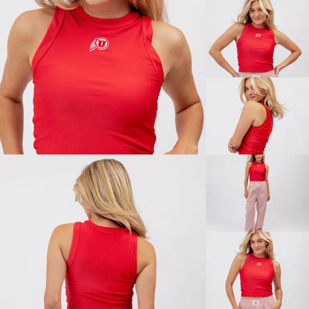 ALBION UTAH UNIVERSITY HIGH NECK TANK, RED CRIMSON NWT